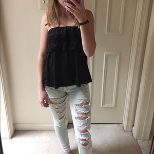 Black off the shoulder shirt